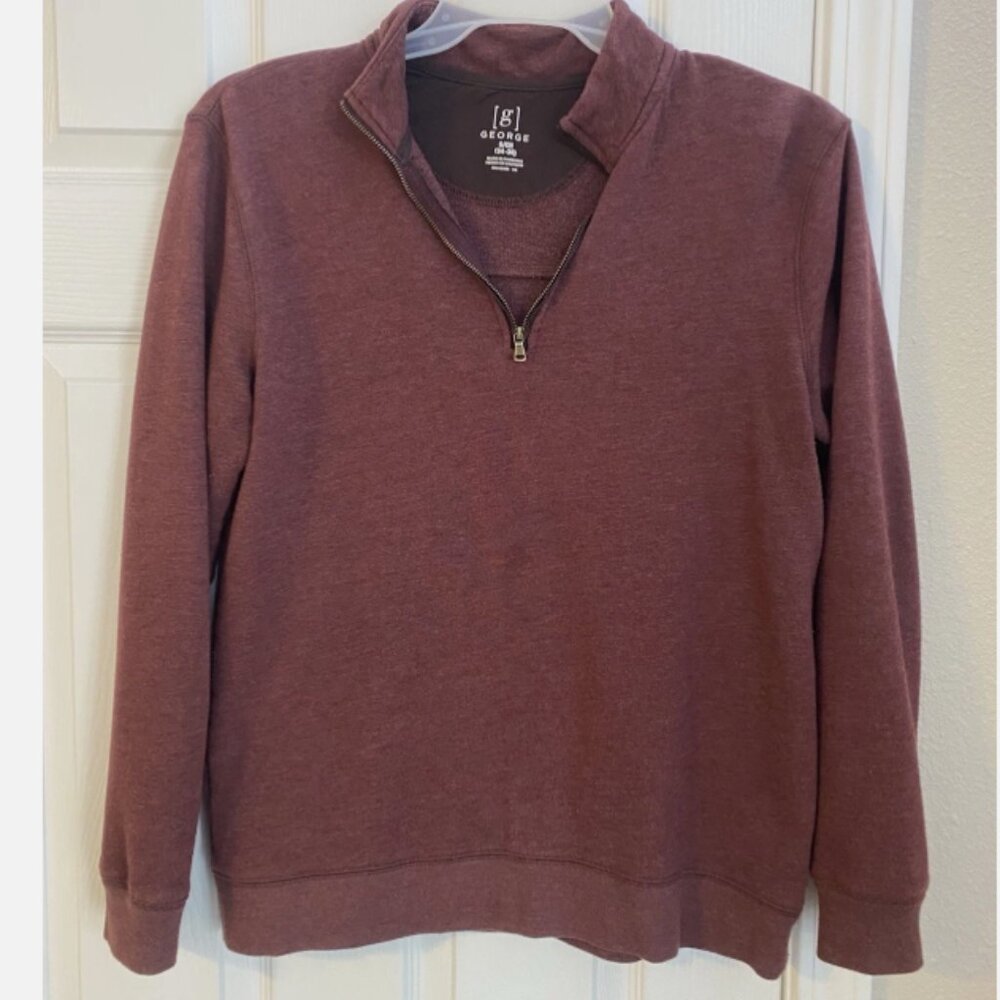 Men's George 1/4 Zip Sweatshirt Sz Small 34/36 Maroon Deep Red